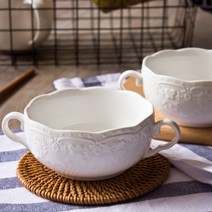 도자기 그릭 요거트 볼 화채 시리얼 그릇 양손 스프 보울 집들이 선물, A