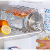 냉장고 유리잔 찬주전자 가정용 냉주전자 수돗물 콜라 주스 음료캔 대용량 레몬통, 10근+스테인리스 수도꼭지+대나무 받침, 5.5L