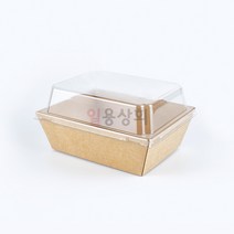 일용상회 종이용기 DRP 6호 직사각 500개 크라프트 샌드위치용기 종이트레이, 용기+뚜껑 세트