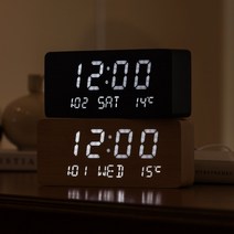 4종 무선충전 탁상시계 우드 인테리어 무소음 디지털 전자 알람 LED 탁상시계, 1_충전 데이트 메이플
