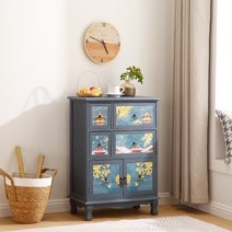 고가구 예단자개함 자개 장농 서랍장 나비장 약장 공예, H.Z011레트로블루삼중직