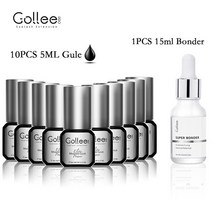 Gollee 속눈썹 익스텐션 접착제 0.5s 건조 페가멘토 페스타냐스 10 개 방수 본더 15ml 용품, [02] 1 Bonder Set 1