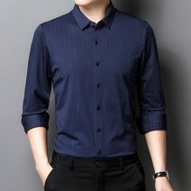 스트라이프긴팔셔츠 한박칠 환영 아치 줄무늬 소매 링클프리 봄가을 남성 고급 비지니스 캐쥬얼 스타일리쉬 3817648713