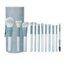 메이크업 브러쉬 세트 12종 + 전용 파우치, blue+white
