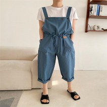 셀러허브(잡화) 여자 린넨원단 서스펜더 스트랩 점프수트