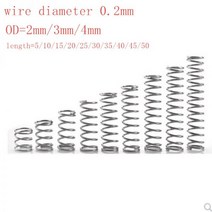 20 개 몫 0.2mm 스테인레스 스틸 마이크로 소형 압축 스프링 OD 2mm, 2mm, 10mm, 10mm
