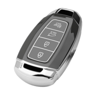 키에티 현대 그랜져IG 스마트 키케이스 4버튼 TPU 키홀더 단품, 실버-애쉬그레이