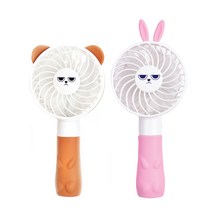 휴대용 선풍기 미니 핸디 손선풍기 충전용 목걸이 선풍기 핸드 손풍기 다이소 스트랩 케이블, 2. 무룩토끼 - 분홍