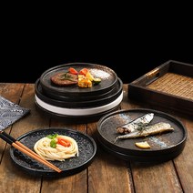 일본식 파인 다이닝 플레이트 접시 수입 그릇 아울렛 세라믹 빈티지 명품 화소반 사기 레트로 브런치 고급 호텔 접대용 남대문 시장 스테이크, U