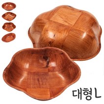 우드보울 꽃모양 간식접시 L (압축 자작나무 팝콘볼 과자 안주접시 나무그릇 떡접시), 꽃대형, 1개