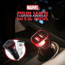 오너클랜 MARVEL 시빌워 3.1A 듀얼USB 차량용 LED시거잭 충전기, 본품