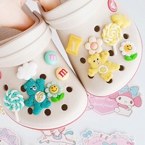 [하비라벨] 슈비츠 슬리퍼 실내화 꾸미기 귀여운 버튼 세트 모음 6, 캔디베어-민트