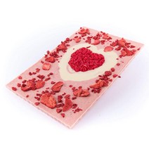 독일직구 발렌타인 데이 초콜릿 XXL 테이블 520g 화이트 초콜릿 딸기 요구르트 - 마지판 만든 딸기 슬라이스와 장미 잎 장식 - 독일 수제 이상 기프트, 상세참조, 수량