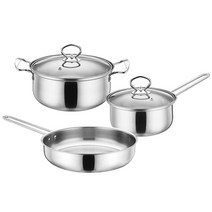인덕션 스텐냄비 3종세트 FF91, 편수 냄비18cm+국솥22cm+프라이팬24cm+유리뚜껑, B형
