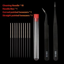 3DSWAY 10 개/몫 3D 프린터 부품 구부릴 수있는 노즐 클리너 핫 엔드 청소 바늘 드릴 비트 브러시 핀셋 도구 키트 Ender 3, 02 Kit B_01 0.2mm 10pcs