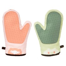 자이로 2개입 두꺼운 패브릭 실리콘 손바닥 덧뎀 손보호 홈쿠킹 베이킹 냄비 손잡이 집게 오븐 주방 장갑 에어프라이어 전자렌지, 그린1세트(왼쪽 오른쪽)