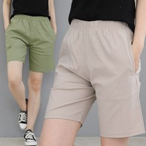 빅빅몰 [국내생산] 린넨 스판 4부 밴딩 반바지 여성 마 팬츠 3컬러 빅사이즈 FREE XL
