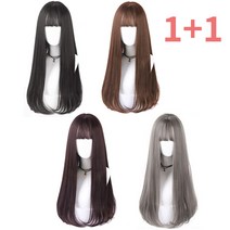 긴머리 C컬 통가발 1+1 자연스러운가발 C컬가발 롱가발 긴머리 롱C컬 여성통가발 C컬통가발 긴머리가발 웨이브가발, 애쉬그레이-애쉬그레이
