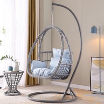 라탄그네의자 원목 그네 나무 흔들 행잉 체어, J 그레이