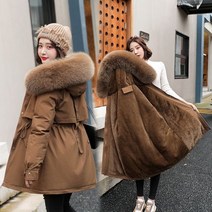 M-3XL 겨울 여성 파카 2023 패션 롱 코트 울 라이너 후드 슬림 퍼 칼라 재킷 따뜻한 스노우 웨어 패딩 의류