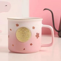 스타벅스 벚꽃 머그컵+숟가락(선물 박스 포장), 핑크색, 355ml