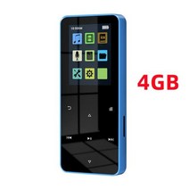mp3플레이어 블루투스 5.0 내장 스피커 터치 키 MP3/MP4 플레이어 FM 라디오 비디오 재생 전자 책 HIFI 금속 미니 워크맨 TF 카드 지원, Blue 4G