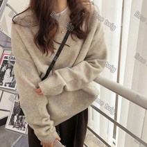 lime twig 여자 라운드 순색 니트 박시 풀오버 R202