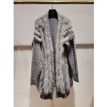 뜨거운 판매 여성 패션 봄 가을 진짜 여우 모피 꿰매어 장식 긴 따뜻한 두꺼운 뜨개질 스웨터 외투