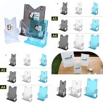마트498 디자인 카달로그 브로셔 꽂이 1단 브로슈어 전단지 아크릴케이스 쇼케이스 안내문 홍보물 리플렛거치대 P, A4-투명
