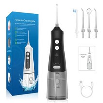 구강세척기 휴대용 구강 치아 세정기 세척기 치과 클리너 워터 플로셔 미백 제트 픽 USB 입 세척기 가방 강력한 도구, 검은색