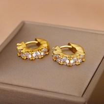 여성을 위한 새로운 간단한 라운드 스터드 귀걸이 소녀 스테인레스 스틸 미니 서클 지르콘 후프 버클 크리, 07 dia.17mm