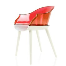 모던 투명의자 심플 플라스틱 벤치 커피 팔걸이 등받이 사무용 의자, 화이트+레드