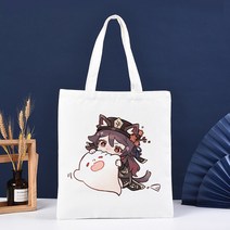 여자 귀여운 캔버스 가방 만화 애니메이션 구매자 핸드백 식료품 대학 쇼핑 가방 학생 도서 가방 재사용 가능한 어깨 가방