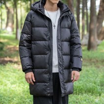 강아지패딩 강아지 오리털 패딩 강아지겨울옷 남성용 화이트 덕 다운 중간 두꺼운 방한 남성 후드 스트리트웨어, 4.Black - XL 60-70kg