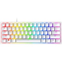 Razer 헌츠맨 미니 60% 게이밍 키보드: 가장 빠른 스위치, Clicky 광학 스위치, 머큐리 화이트.