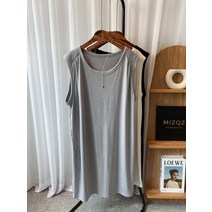 맥스 어깨 셔링 라운드넥 민소매 나시 루즈핏 롱원피스 (3color)