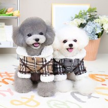 개타고니아 강아지올인원 체크 무스탕 자켓 푸들겨울옷, 그레이_M