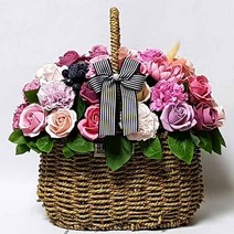 수앤로즈플라워 비누꽃바구니 30송이 40송이 50송이 어버이날선물 병문안선물 개업선물, 40송이-카네이션 혼합