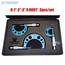 전자 디지털 마이크로미터 내부 외부 다이얼게이지 0-1 quot-2quot-3 quot0.0001인치 마이크로 미터 3Pcs 세트 베어링 강철 고정밀 외경 렌치 측정 도구, 02 inch