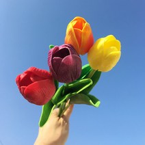 KAY&JAY PU망고튤립조화 네덜란드튤립조화 프리미엄튤립 말랑말랑 PU튤립, 오렌지