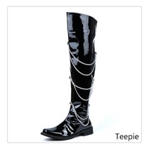 티피/Teepie 남자 공연 에나멜 부츠 폴댄스 롱부츠 무대 무릎 부츠