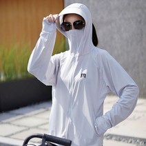 시원한소재 ﻿아이스 실크 후드 집업 여성 여자 여름 바람막이 쿨링 자외선차단 수분흡수 건조 스포츠, 화이트