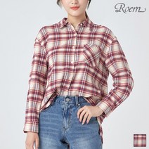 로엠 로엠 루즈핏 캐주얼 체크셔츠_RMYW94TRQ4