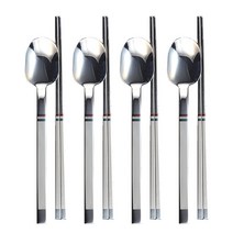 캐리온 예쁜 수저세트 2인 4인 부부 신혼 가족 고급 스텐 수저, 4인용세트(숟가락4P+젓가락4P)