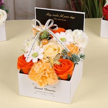 박스비 나비 비누꽃 장미 카네이션 선물상자 조화꽃바구니, 오렌지
