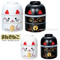 재팬 하코야/코케시-복고양이(마네키네코)인형도시락, 블랙 (대)