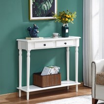 북유럽 원목 서랍장 장식장 화장대 복도 콘솔 이케아 엔틱 현관 거실 테이블 좁은 미니, 화이트 100x30x88cm