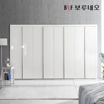 보루네오 330cm 샤인 여닫이 붙박이장 11자, 화이트 330cm