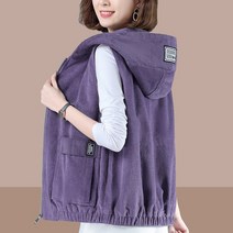 여성 빅사이즈 후드 조끼 코듀로이 조끼