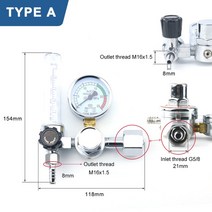 레귤레이터 G5/8 알루미늄 합금 0-25Mpa 아르곤 조절기 공기 압력 감속기 Mig Tig Arc CO2 용접 용 단일/이, 01 TYPE A